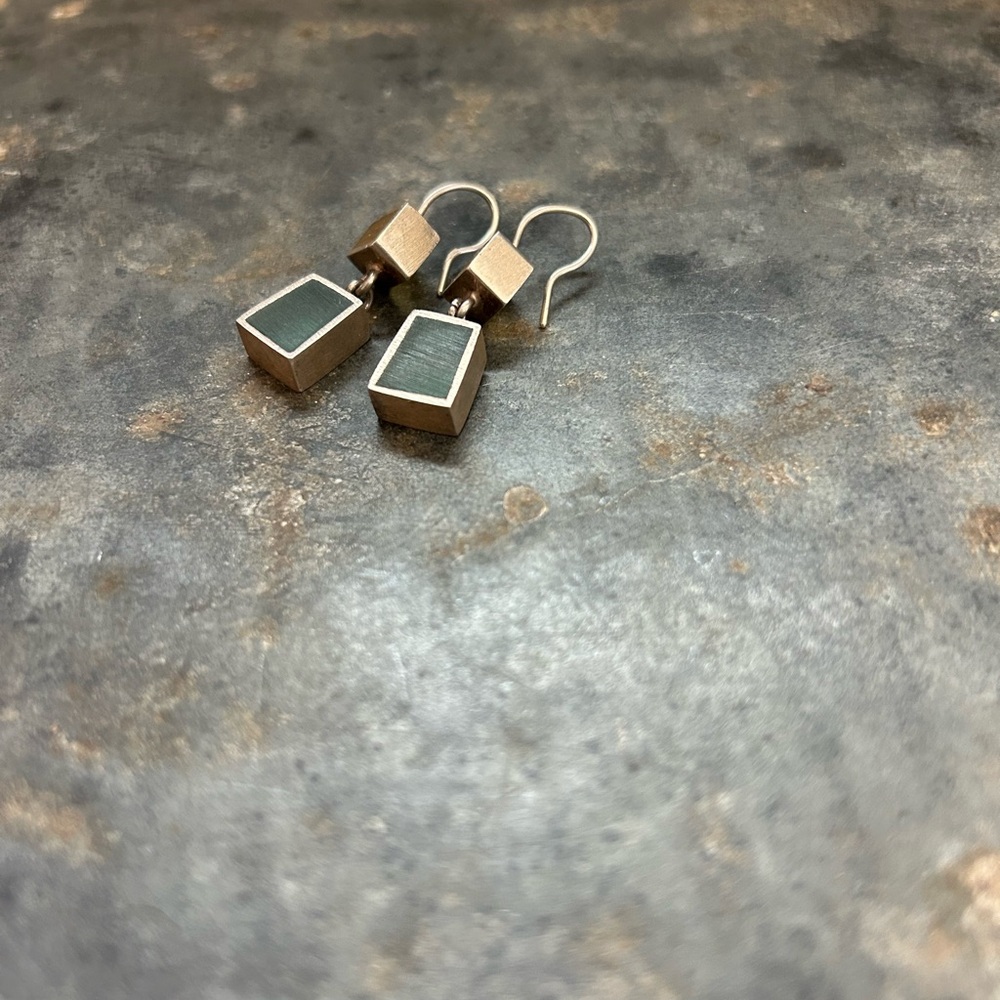 MCM vintage sterling silver sea glass earrings - Picture 4 of 8